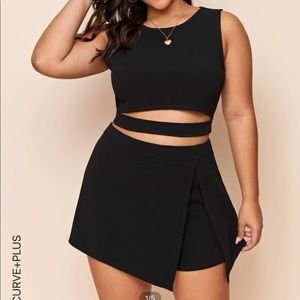 Two piece outfit - top with cut out and skort